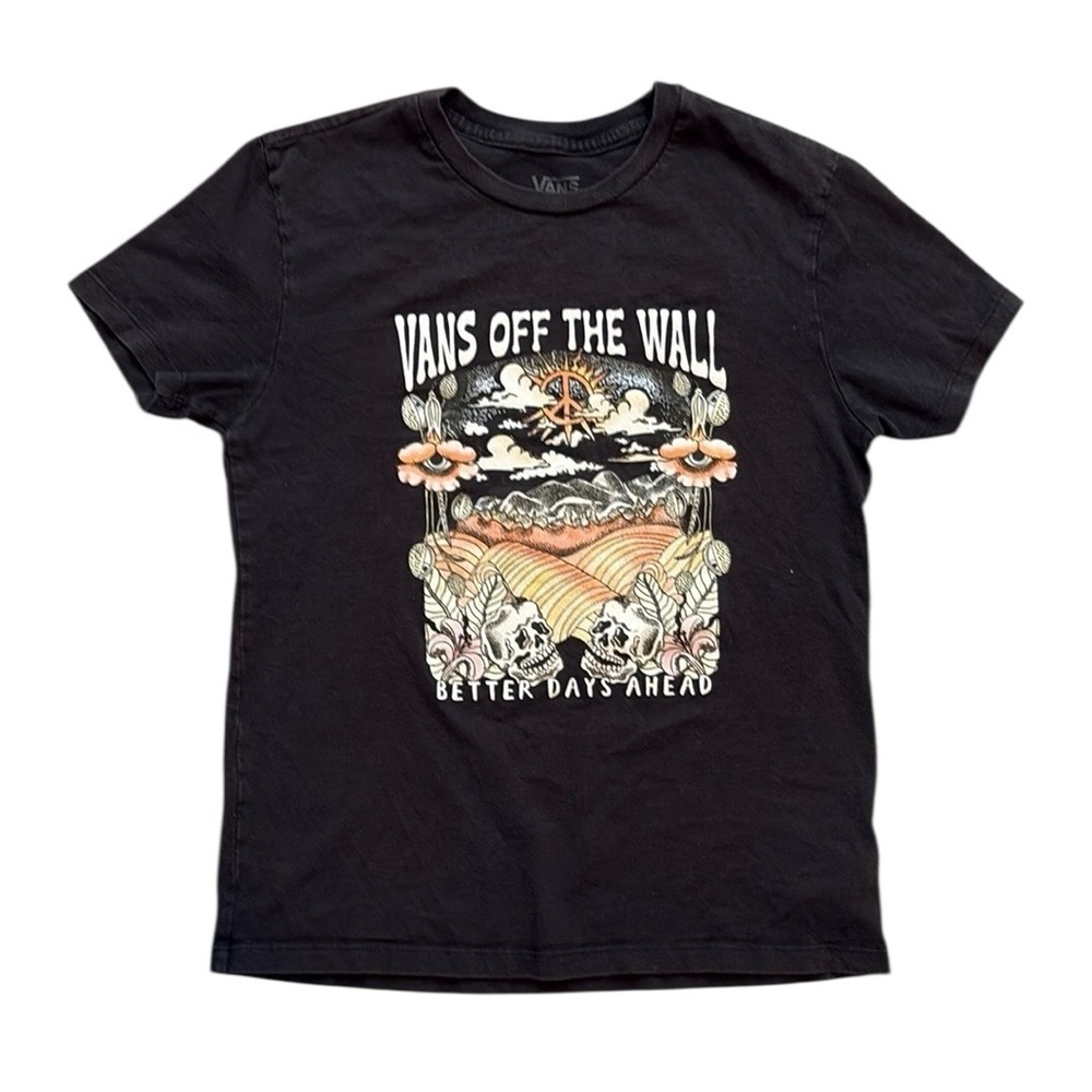 Vans Women’s Graphic Tee Better Days Ahead Dark Gray Multi Size XS